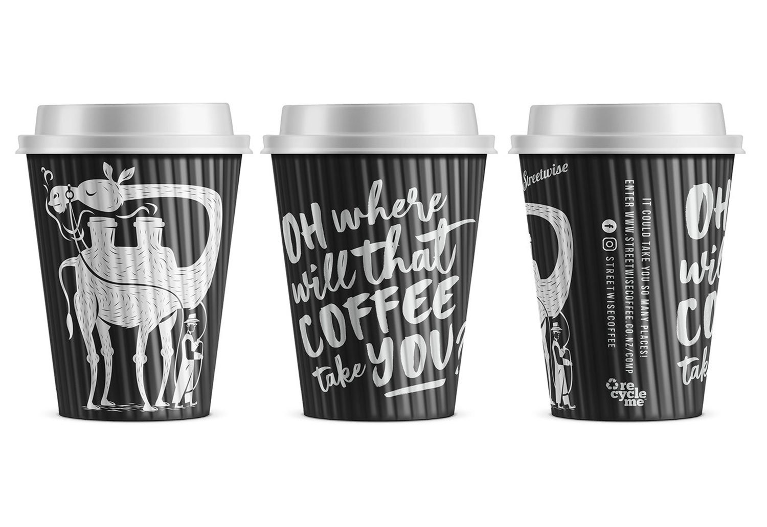 Streetwise coffee cups, image of Detpak's RecycleMe™ cups