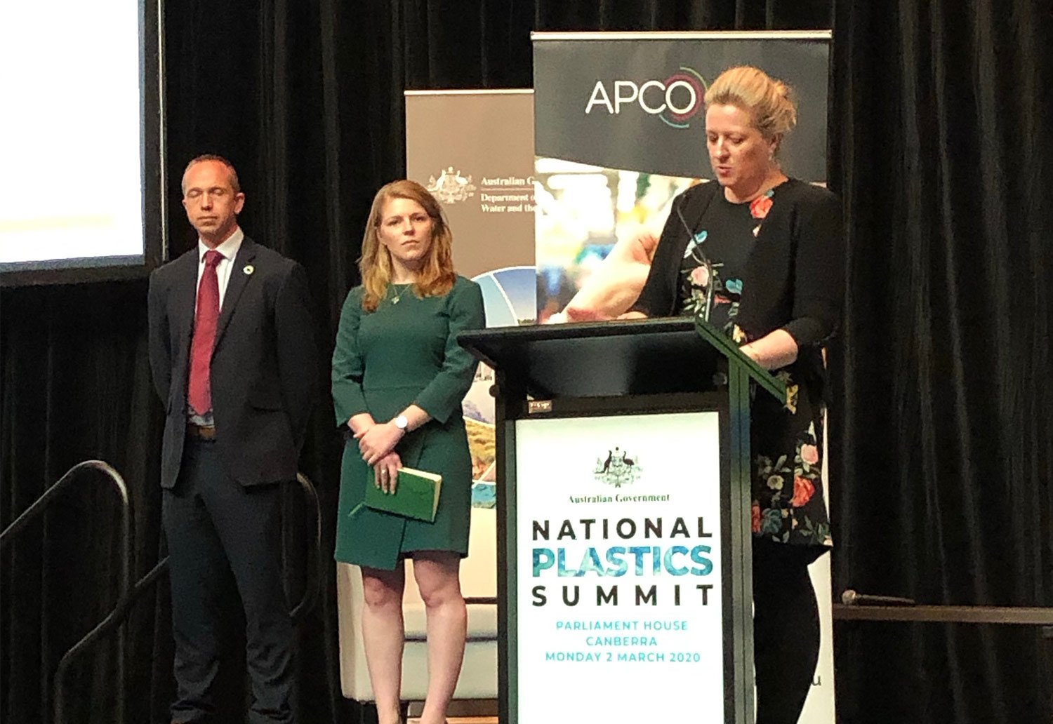 Image of Brooke Donnelly - CEO of APCO presenting at the National Plastics Summit