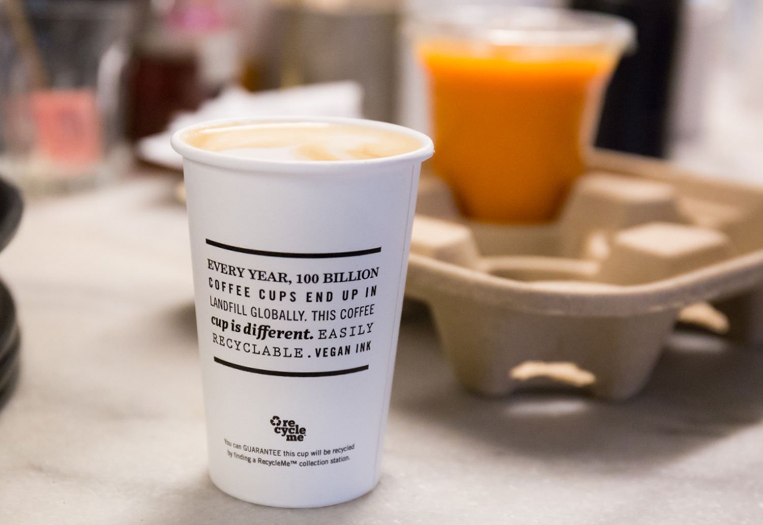 Image of a Detpak RecycleMe cup for takeaway coffee