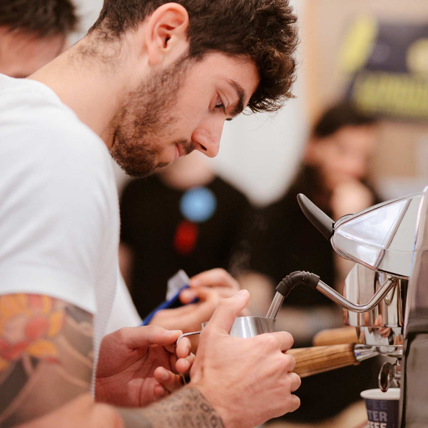 Image of barista steaming milk at the RecycleMe Detpak UK Smackdown