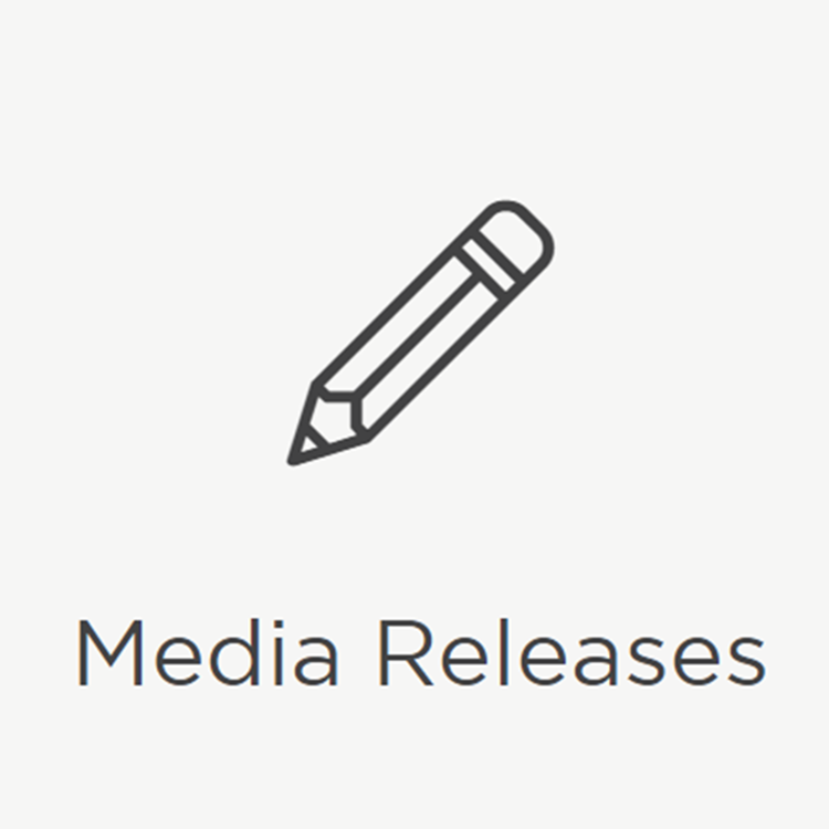 Icon displaying a picture of a pencil reading 'Media Releases'