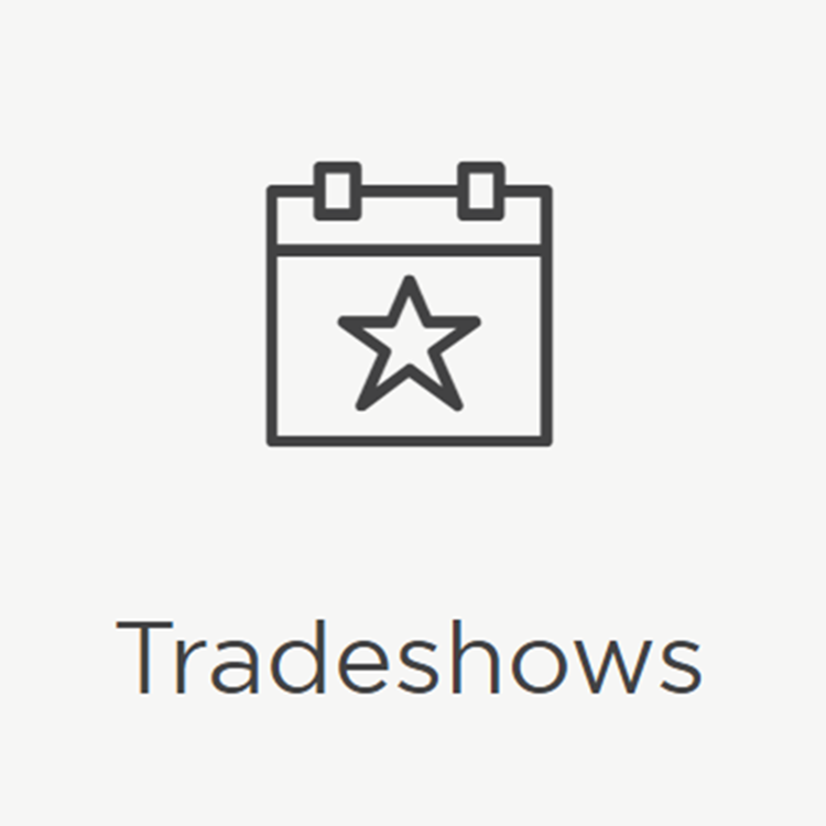 Icon displaying calendar and text reading tradeshows