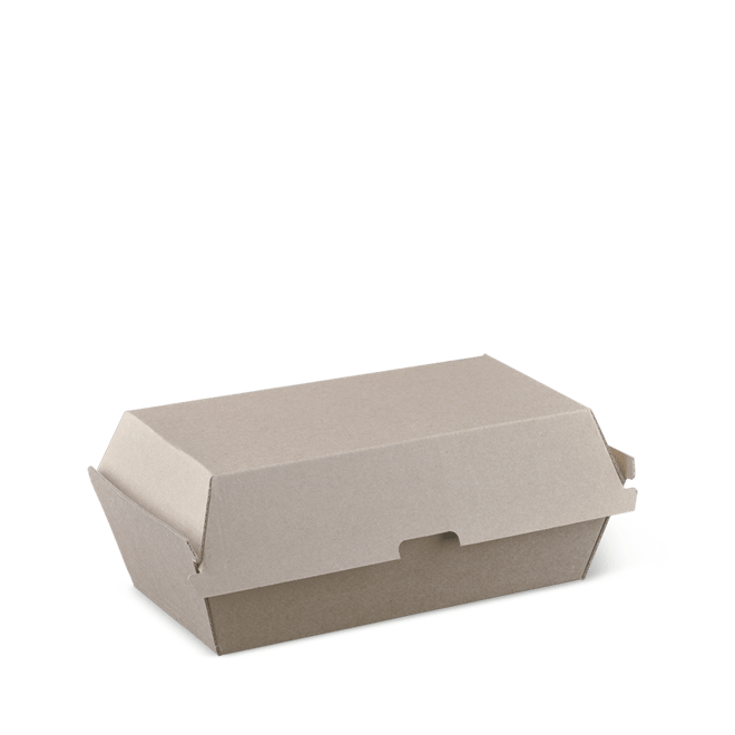 Detpak Endura Regular hinged Snack Box with brown fluted board