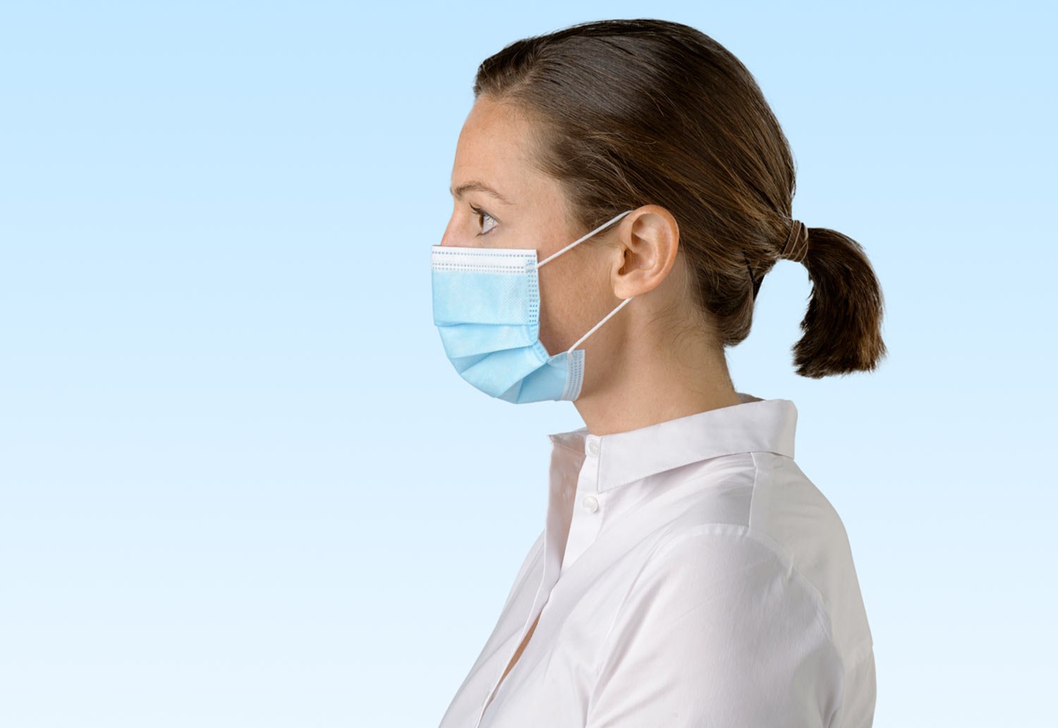 Image of someone wearing a Detmold Medical mask