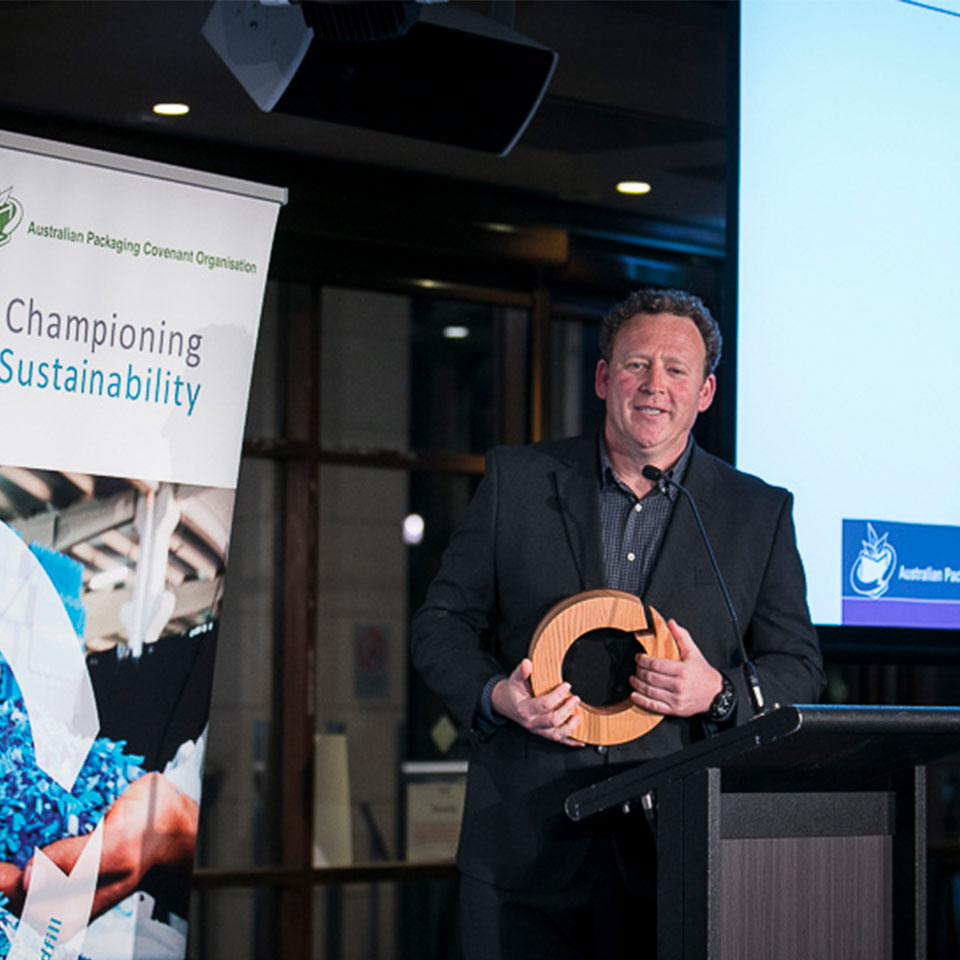 Tom accepting Sustainable Packaging Excellence Award