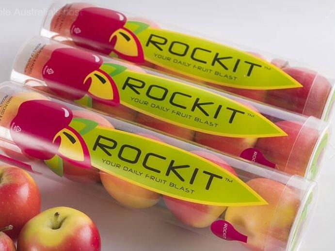 Image of Rockit Apples in old plastic tube packaging