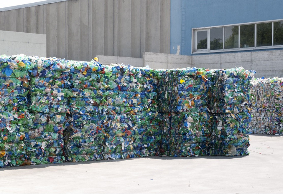 Image of plastic bales for recycling
