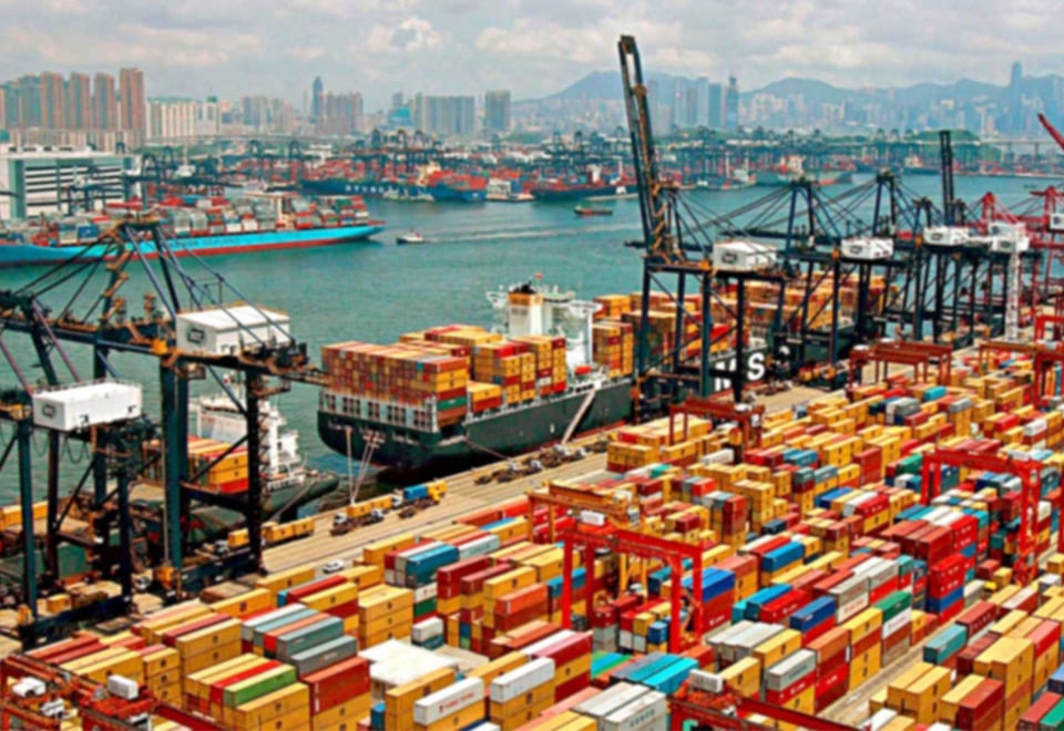 Image showing freight being loaded onto a ship