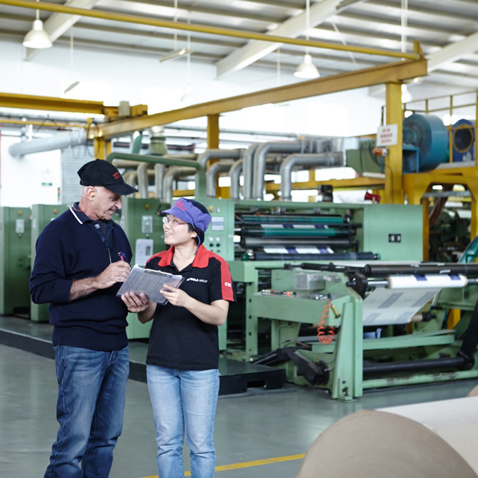 Detmold factory workers talking