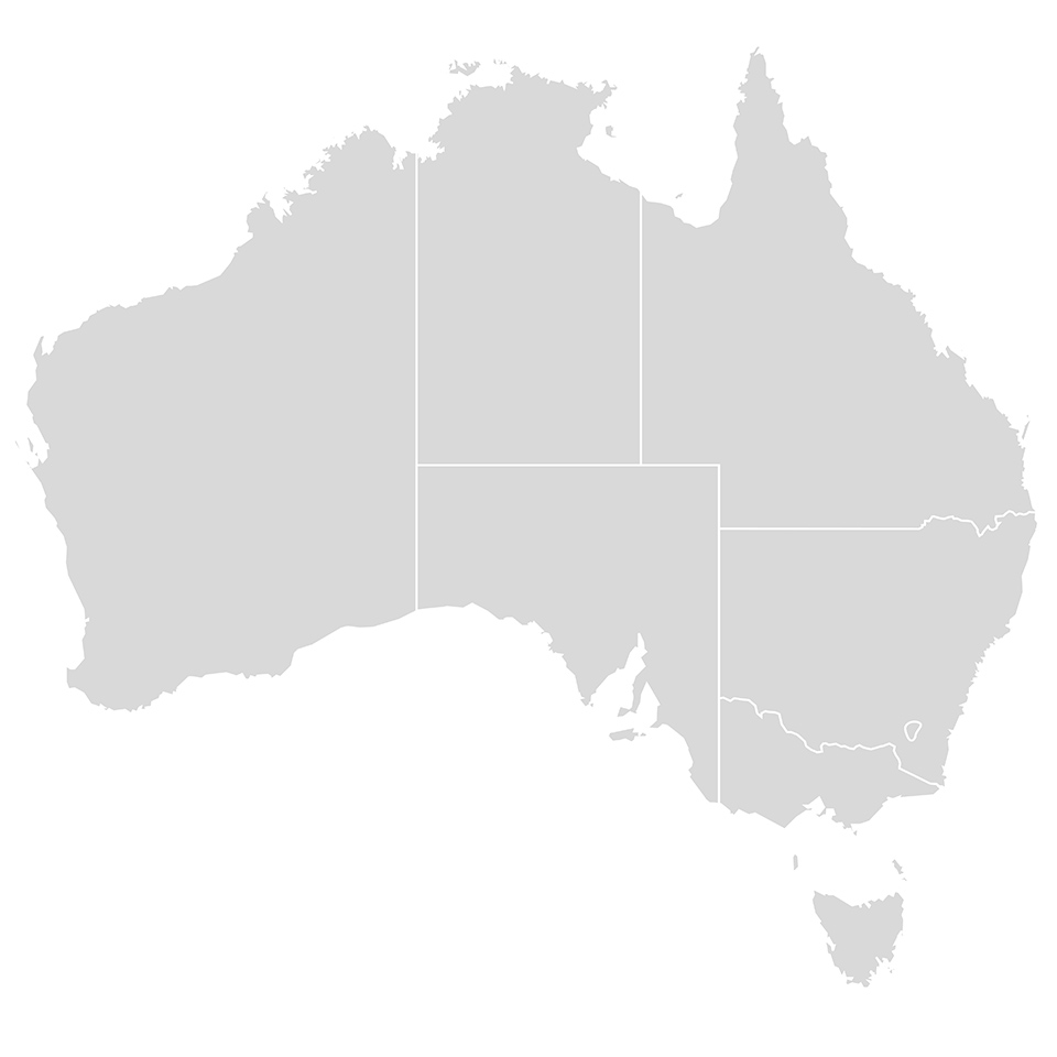 Grey map of Australia.