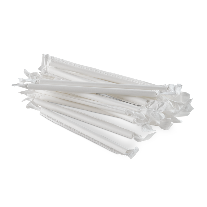 Yocup Company: Yocup 9 Colossal (11mm) White Paper-Wrapped Straw